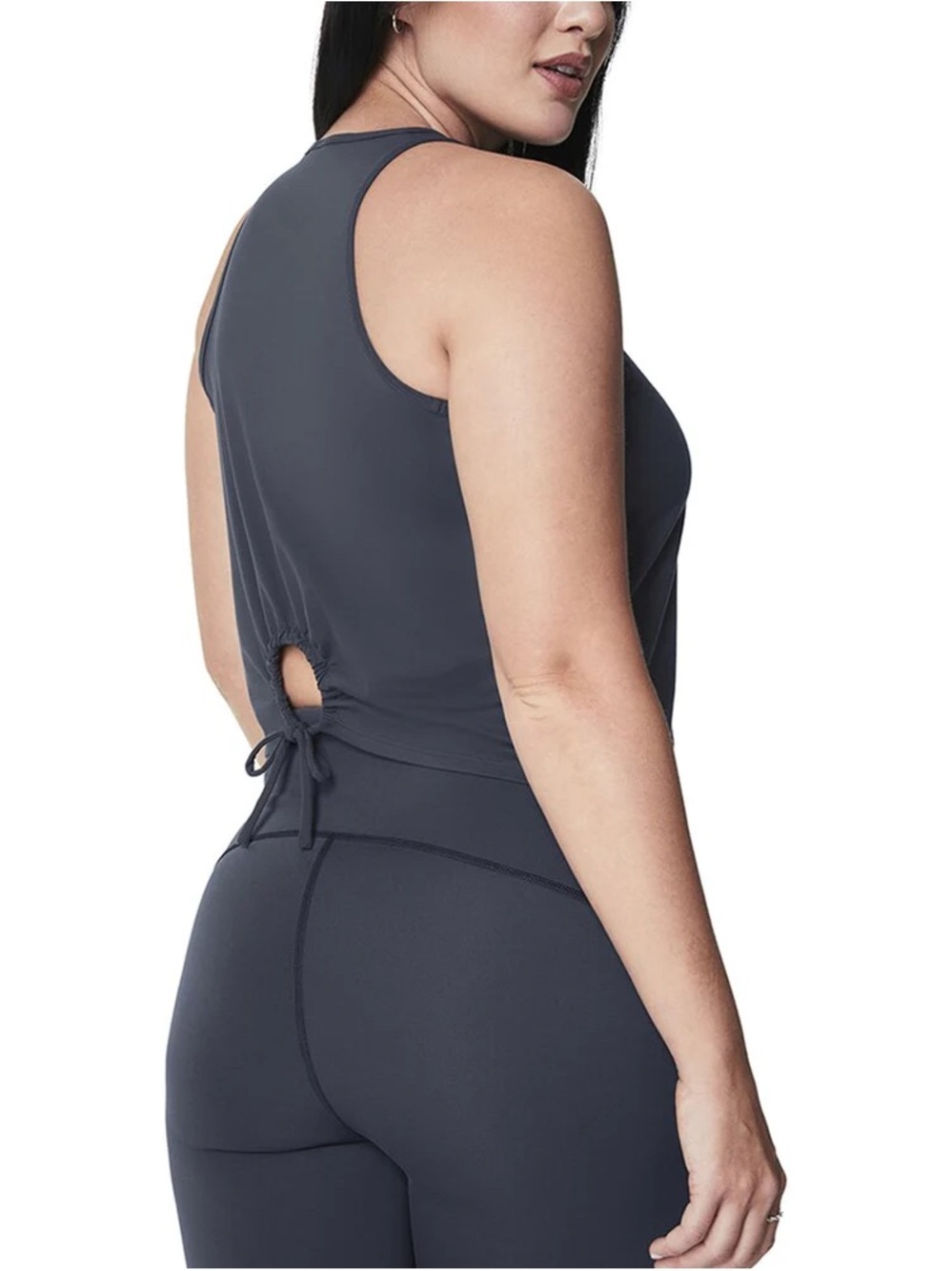 SPANX Butter Keyhole Tank Top Dark Storm Athletic Workout Activewear